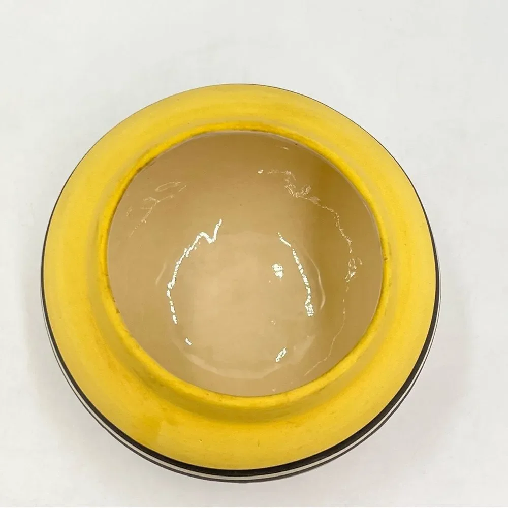 Vintage Lee USA Navajo Black White Yellow Bird Pottery Bowl Pot Vase Mesa Verde - Picture 5 of 9